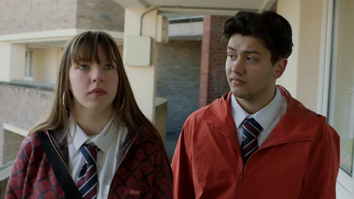 Still from Skive — outside flats